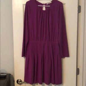 DKNY Long Sleeve Pleated Dress